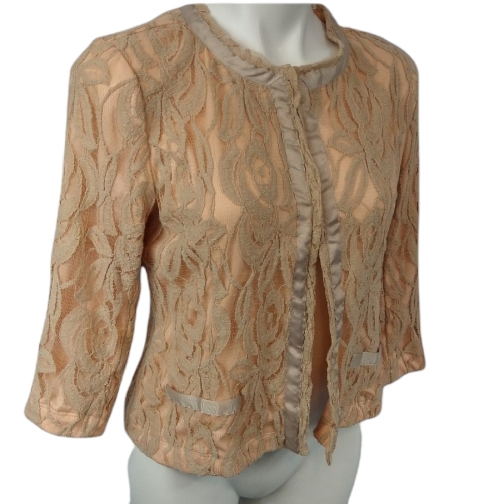 Love on a Hanger Peach/Tan Lace Blazer Sz XL